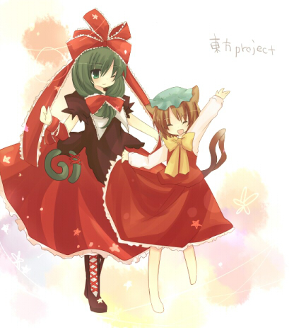 chen and kagiyama hina (touhou) drawn by morinaga_kobato
