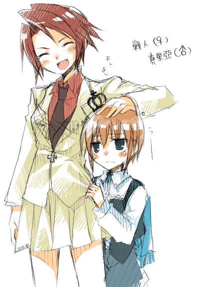 ushiromiya battler and ushiromiya maria (umineko no naku koro ni) drawn by suzushiro_kurumi