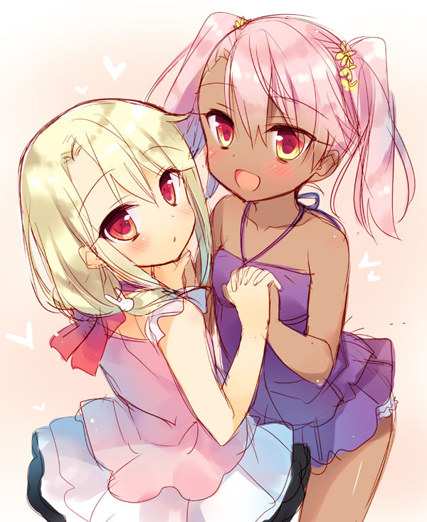 illyasviel von einzbern and chloe von einzbern (fate and 1 more) drawn by sazaki_ichiri