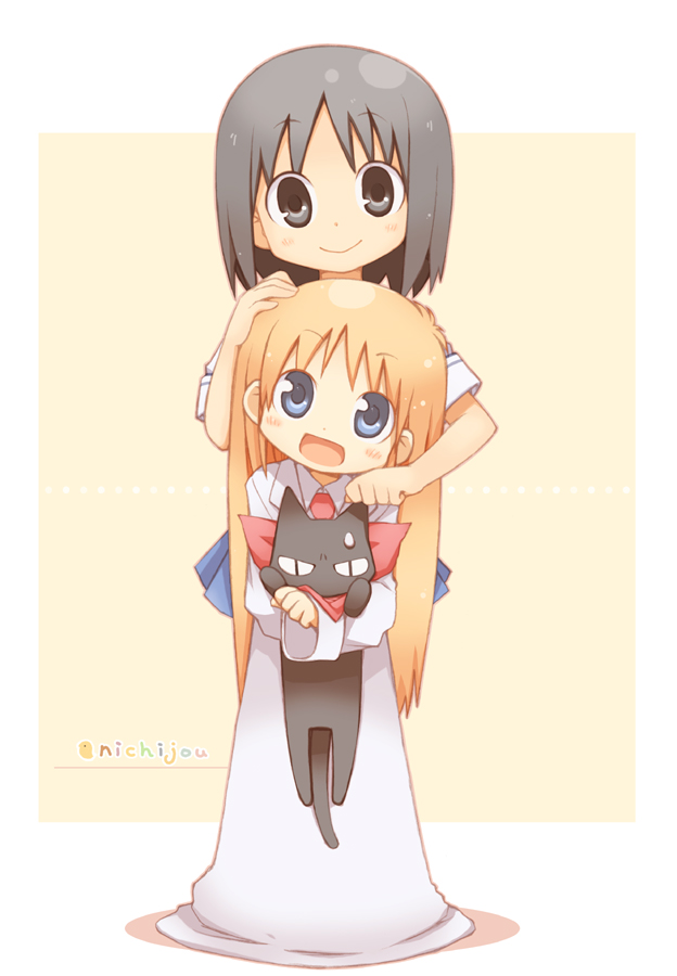 shinonome nano, professor shinonome, and sakamoto (nichijou) drawn by kuro_(kuroneko_no_kanzume)