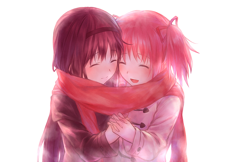 akemi homura and kaname madoka (mahou shoujo madoka magica) drawn by azmodan