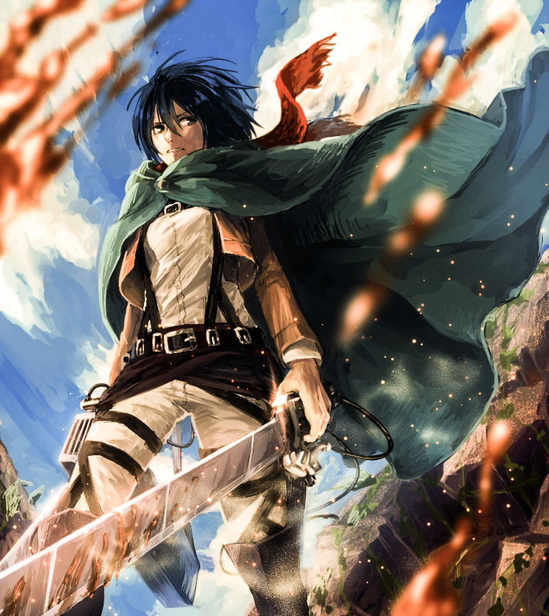 mikasa ackerman (shingeki no kyojin) drawn by hanpen_(higepiyo)