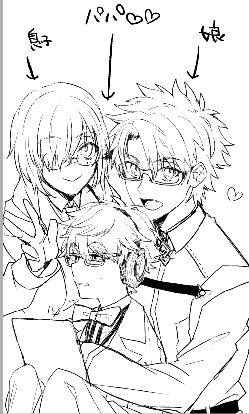 mash kyrielight, fujimaru ritsuka, and hans christian andersen (fate and 3 more) drawn by yuyuto