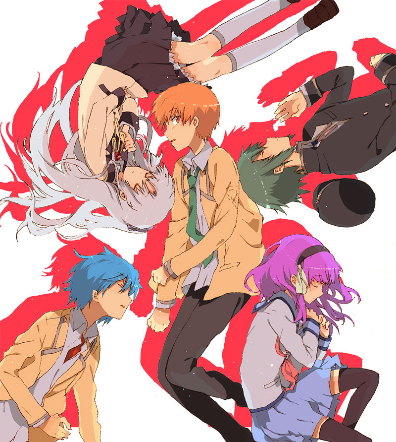 tachibana kanade, nakamura yuri, hinata hideki, otonashi yuzuru, and naoi ayato (angel beats!) drawn by okazaki_oka