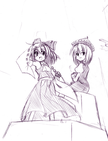 hakurei reimu and lunasa prismriver (touhou) drawn by kiku_hitomoji