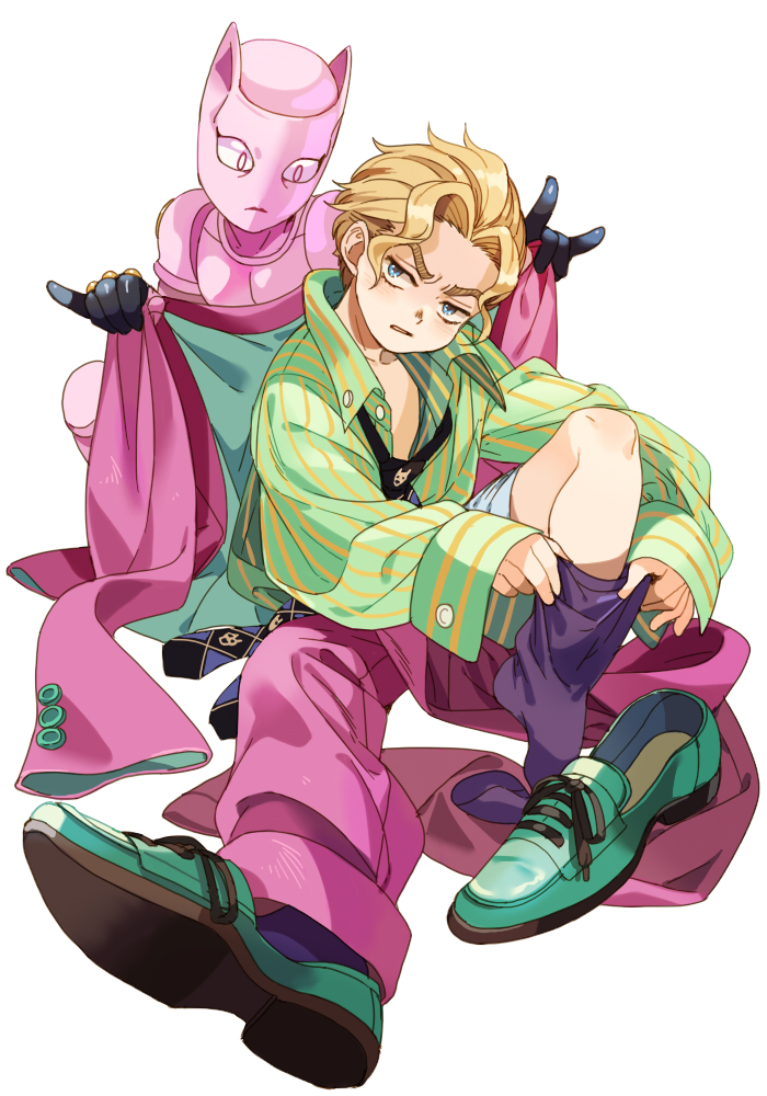 kira yoshikage and killer queen (jojo no kimyou na bouken and 1 more) drawn by inzup