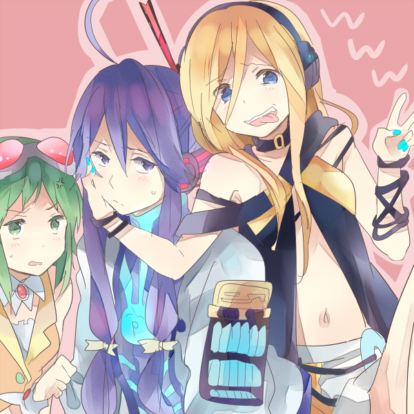 gumi, kamui gakupo, and lily (vocaloid) drawn by ousaka_nozomi