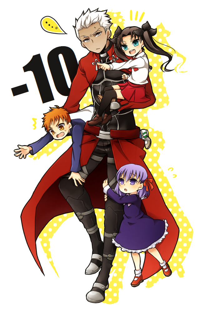 tohsaka rin, emiya shirou, matou sakura, and archer (fate and 2 more) drawn by s100821