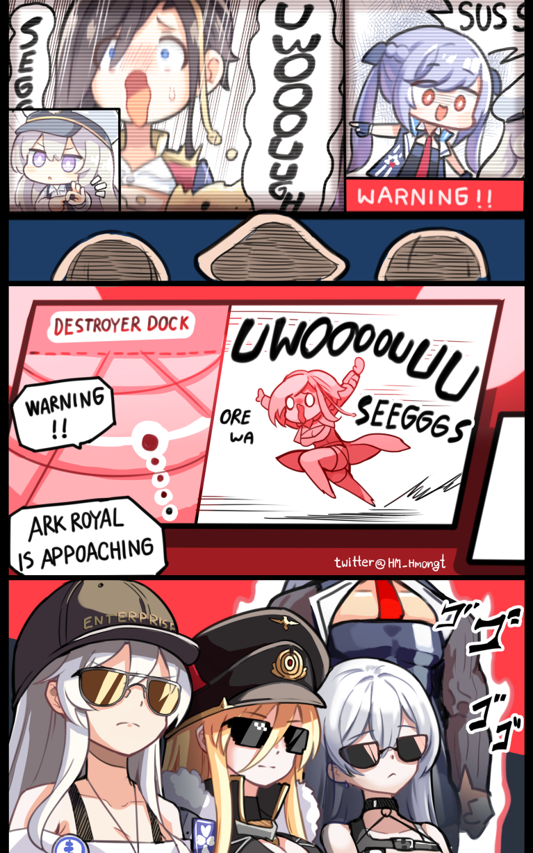 bismarck, essex, ark royal, sovetskaya rossiya, shangri-la, and 2 more (azur lane) drawn by hm_(hmongt)