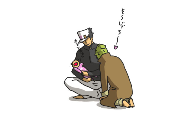 joseph joestar, kujo jotaro, and kujo jolyne (jojo no kimyou na bouken and 2 more) drawn by imoichi