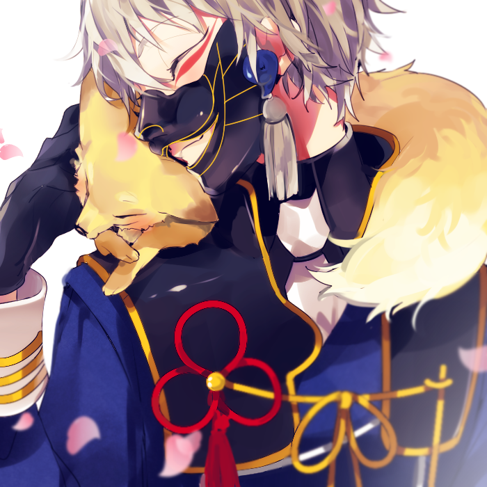nakigitsune and nakigitsune's fox (touken ranbu) drawn by masyu_yuyu