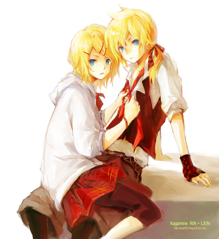 kagamine rin and kagamine len (vocaloid) drawn by i-riya