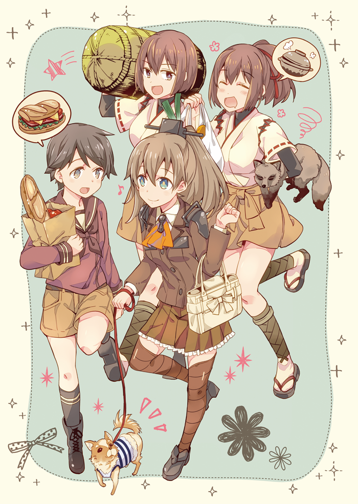 kumano, mogami, hyuuga, and ise (kantai collection) drawn by takitarou