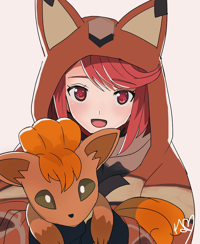 pyra and vulpix (pokemon and 2 more) drawn by rem_(eyes_410)
