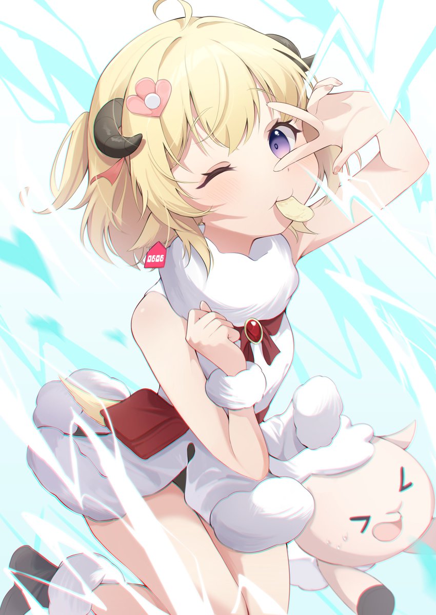 tsunomaki watame and watamate (hololive) drawn by eat_some_cookie
