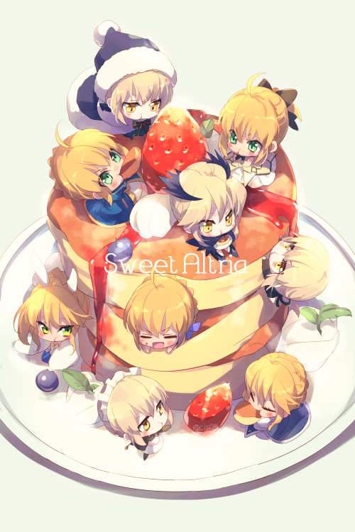 artoria pendragon, saber, saber alter, saber lily, and santa alter (fate and 1 more) drawn by echo_(circa)