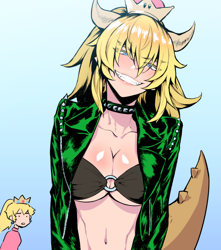 princess peach and bowsette (mario and 1 more) drawn by tkhs