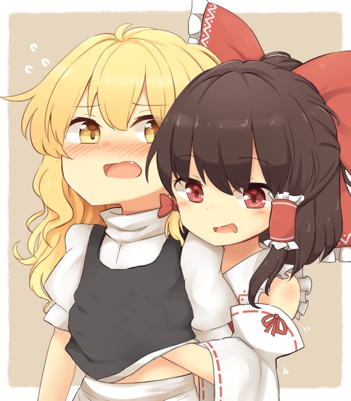 hakurei reimu and kirisame marisa (touhou) drawn by riza_dxun