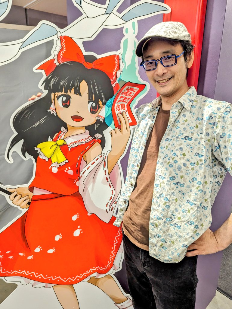 hakurei reimu and zun (touhou and 2 more) drawn by zun_(artist)