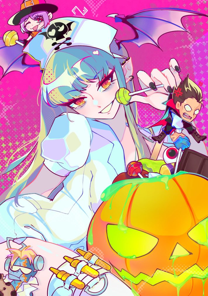 morrigan aensland, lilith, demitri maximoff, and victor von gerdenheim (darkstalkers) drawn by mugencosmonaut