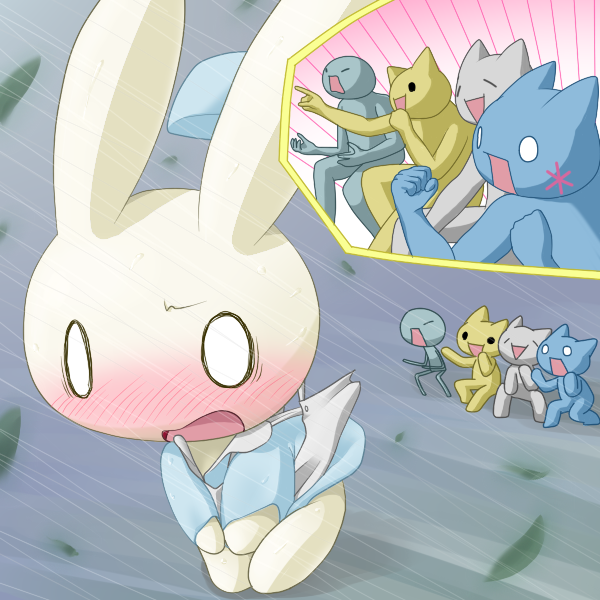 mona, giko neko, 8toushin, and moraler (2channel) drawn by kani_jiru