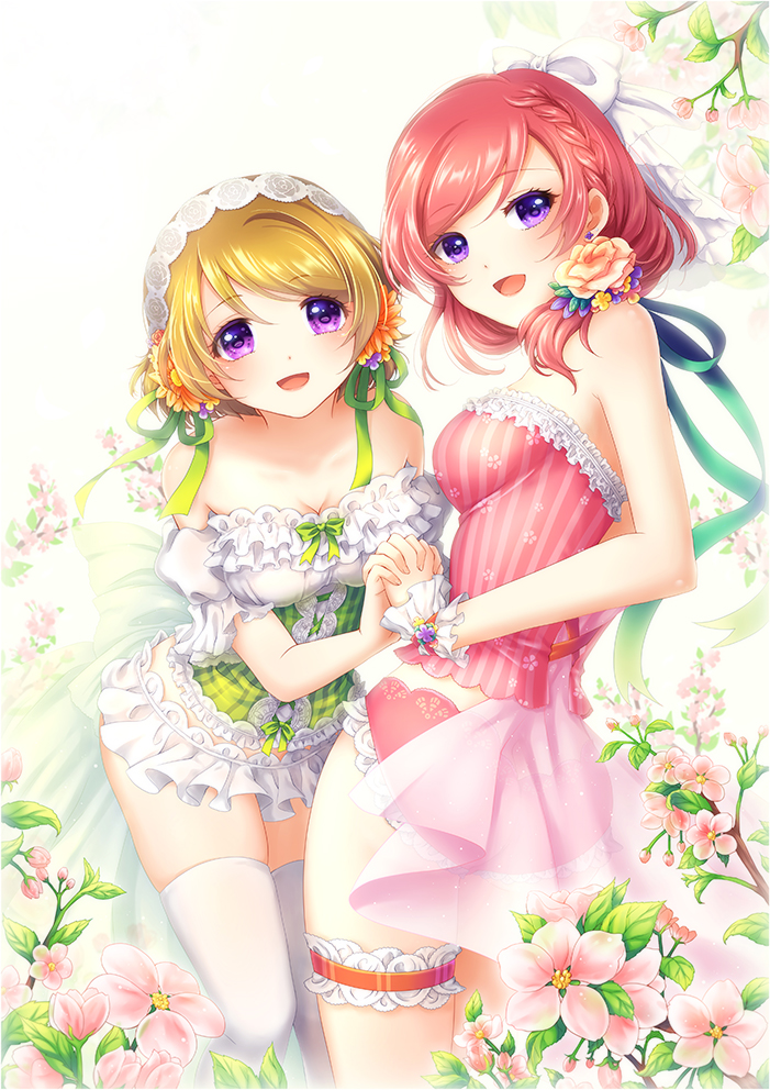 nishikino maki and koizumi hanayo (love live! and 1 more) drawn by sha_(shareddelicious)