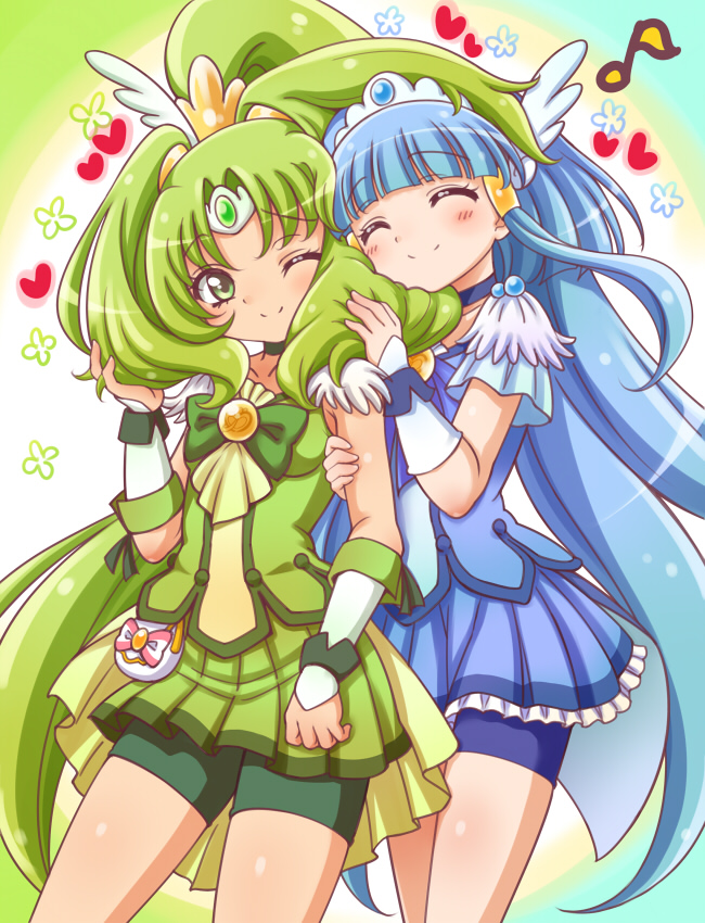midorikawa nao, aoki reika, cure beauty, and cure march (precure and 1 more) drawn by kuga_yoshito