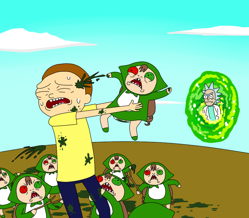 rick sanchez, jissouseki, and morty smith (rozen maiden and 2 more) drawn by doosim