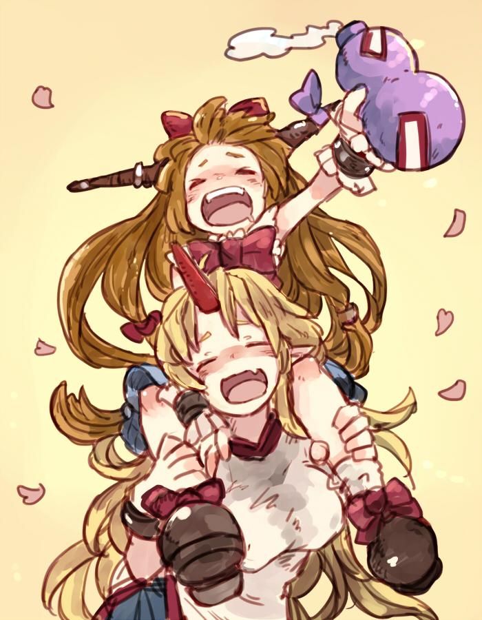 ibuki suika and hoshiguma yuugi (touhou) drawn by chobi_(sakuyasakuhana)