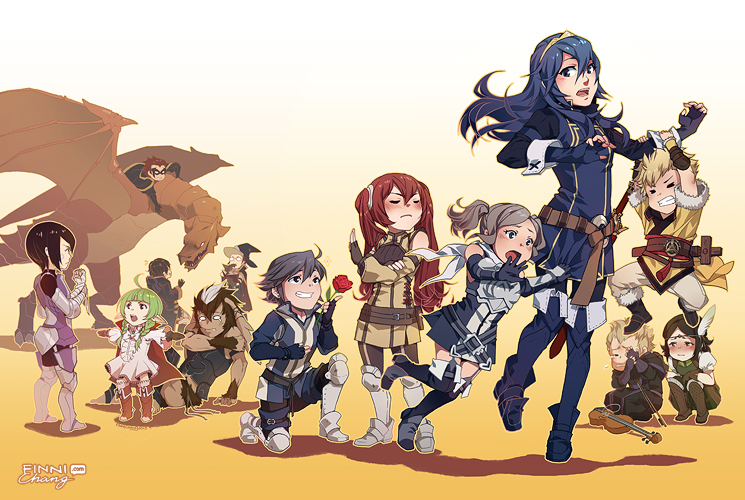 lucina, severa, male morgan, nah, noire, and 9 more (fire emblem and 1 more) drawn by finni_chang