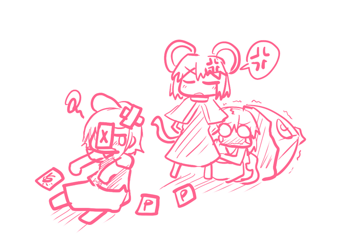 tatara kogasa, nazrin, and miyako yoshika (touhou) drawn by ichimi