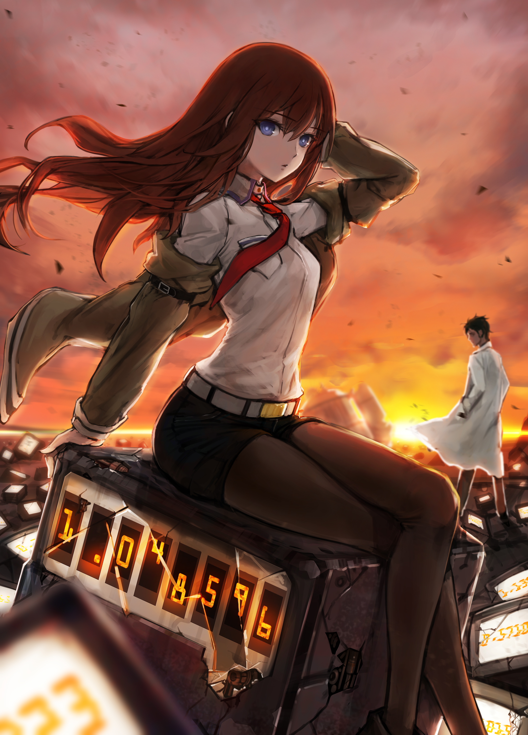 Makise Kurisu And Okabe Rintarou Steins Gate Drawn By Sterben Danbooru