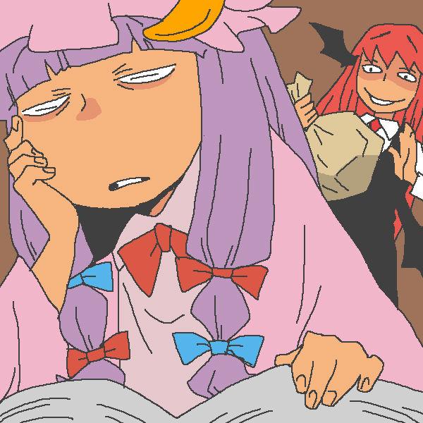 patchouli knowledge and koakuma (touhou) drawn by onikobe_rin