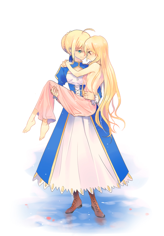 artoria pendragon, saber, and gilgamesh (fate and 2 more) drawn by arnoul