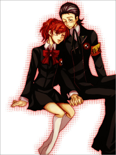 shiomi kotone and odagiri hidetoshi (persona and 2 more) drawn by hana_akira