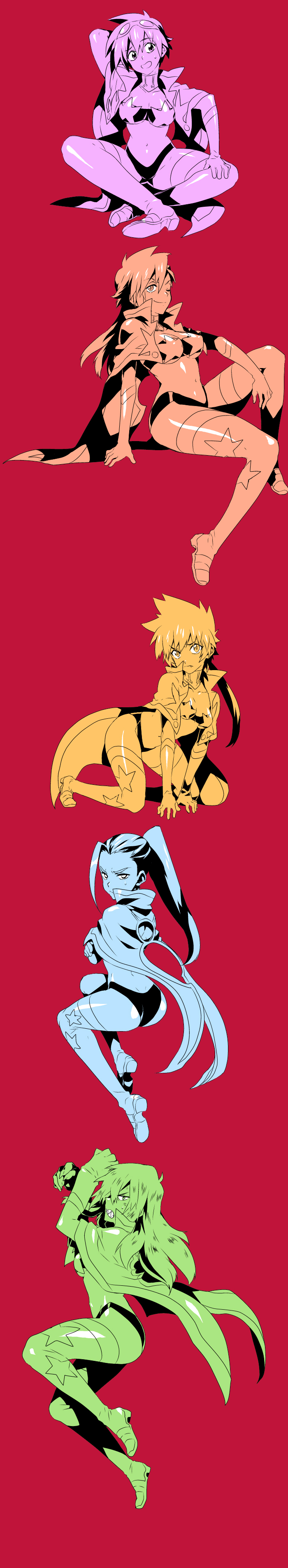 yoko littner, simon, kamina, viral, rossiu adai, and 1 more (tengen toppa gurren lagann) drawn by matsukaze_yukiji