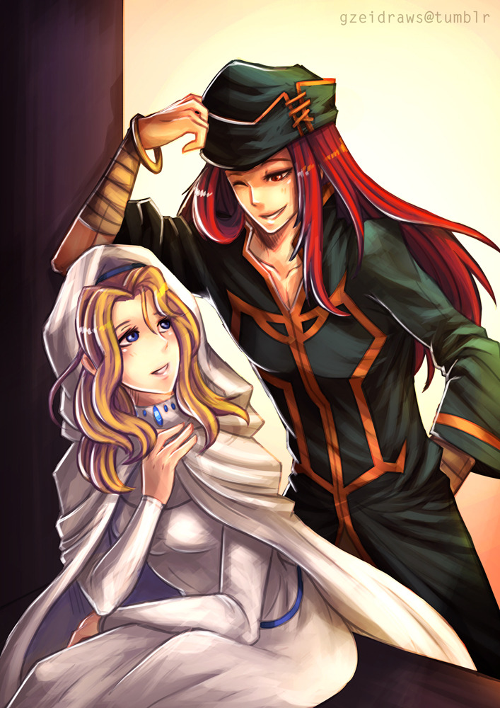 joshua and natasha (fire emblem and 1 more) drawn by gzei