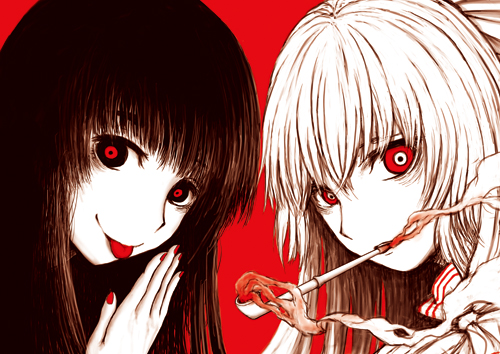 fujiwara no mokou and houraisan kaguya (touhou) drawn by shisen