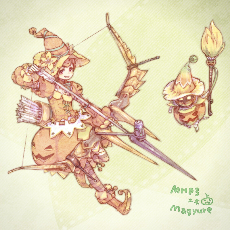monster hunter and player palico (monster hunter and 1 more) drawn by ameiro