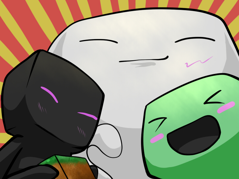creeper, enderman, and ghast (minecraft) drawn by fantajii_dm