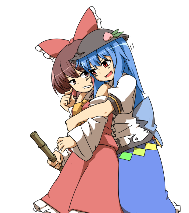 hakurei reimu and hinanawi tenshi (touhou) drawn by hihachi