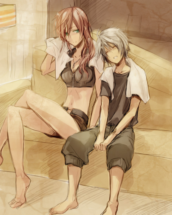lightning farron and hope estheim (final fantasy and 1 more) drawn by maka_(morphine)