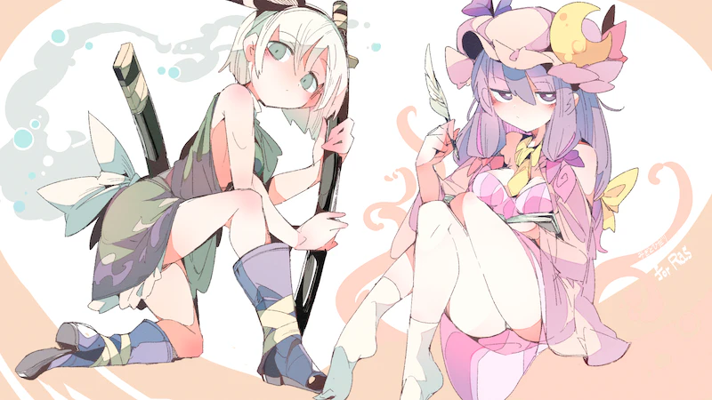 konpaku youmu and patchouli knowledge (touhou) drawn by massakasama