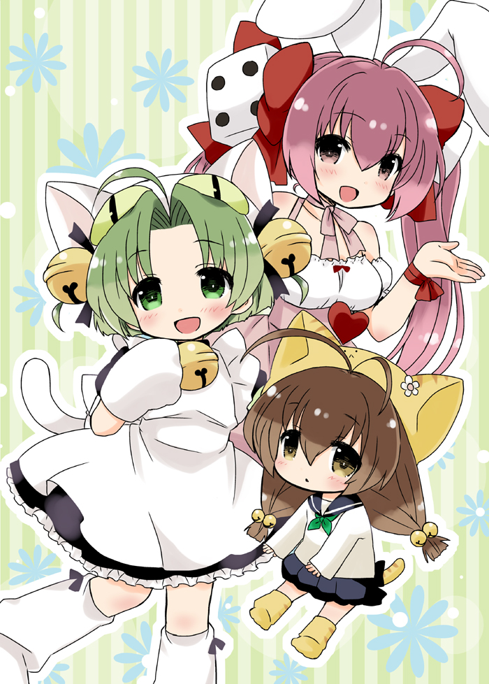 usada hikaru, dejiko, and puchiko (di gi charat) drawn by rikaon