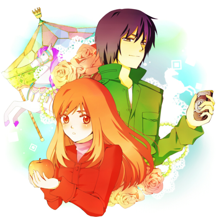 morimi saki and takizawa akira (higashi no eden)