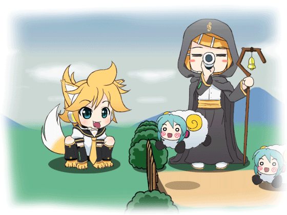 hatsune miku, kagamine rin, kagamine len, and hachune miku (vocaloid) drawn by mameshiba_(pixiv_59310)