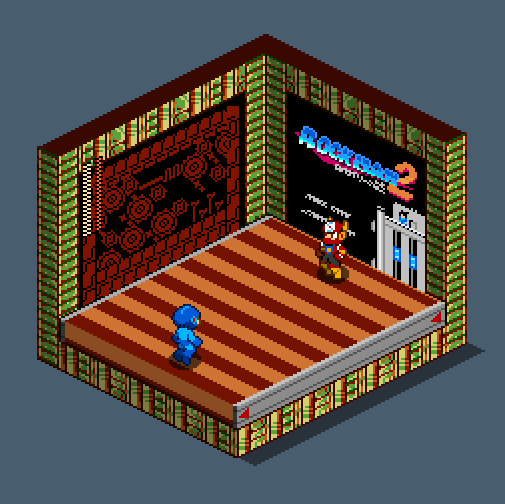 mega man and metal man (mega man and 1 more) drawn by wanpaku_pixels