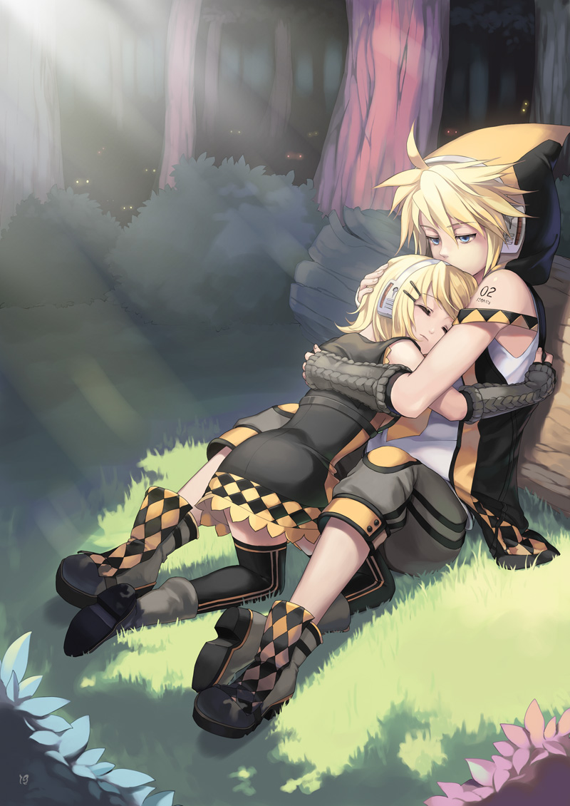 kagamine rin and kagamine len (vocaloid) drawn by 1000marie