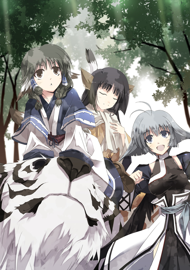 aruruu, camyu, yuzuha, and mukkuru (utawarerumono) drawn by satomi_(black_scarecrow)