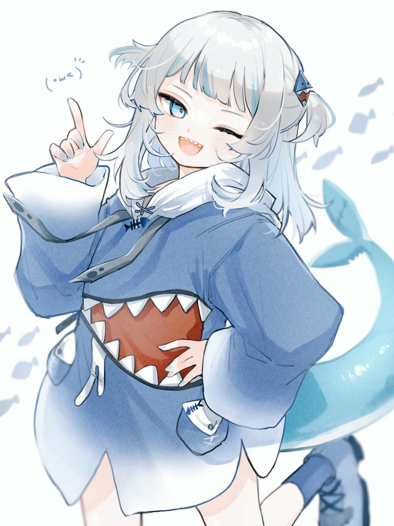 gawr gura (hololive and 1 more) drawn by ozu_(user_sjjz4357)
